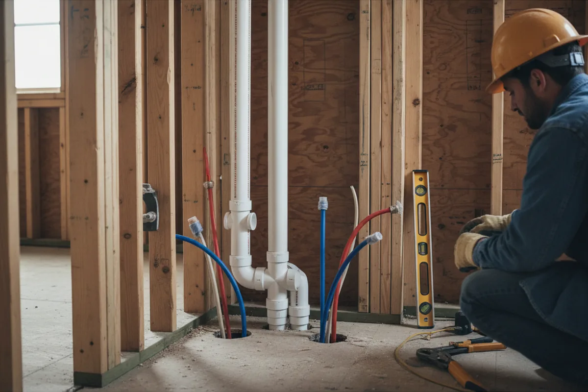Drain and supply rough-in during Toilet Repair and Installation in Centerville